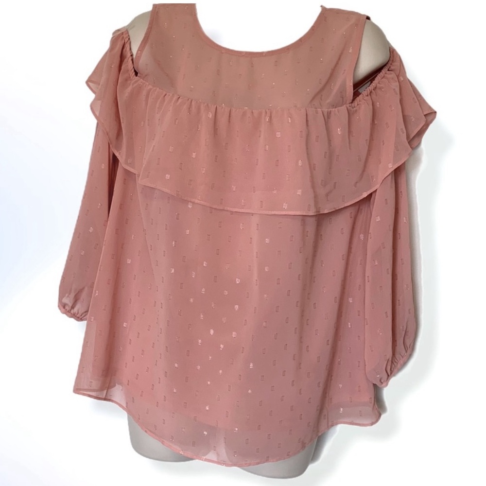 Old Navy | Pink/Peach cold shoulder sheer blouse